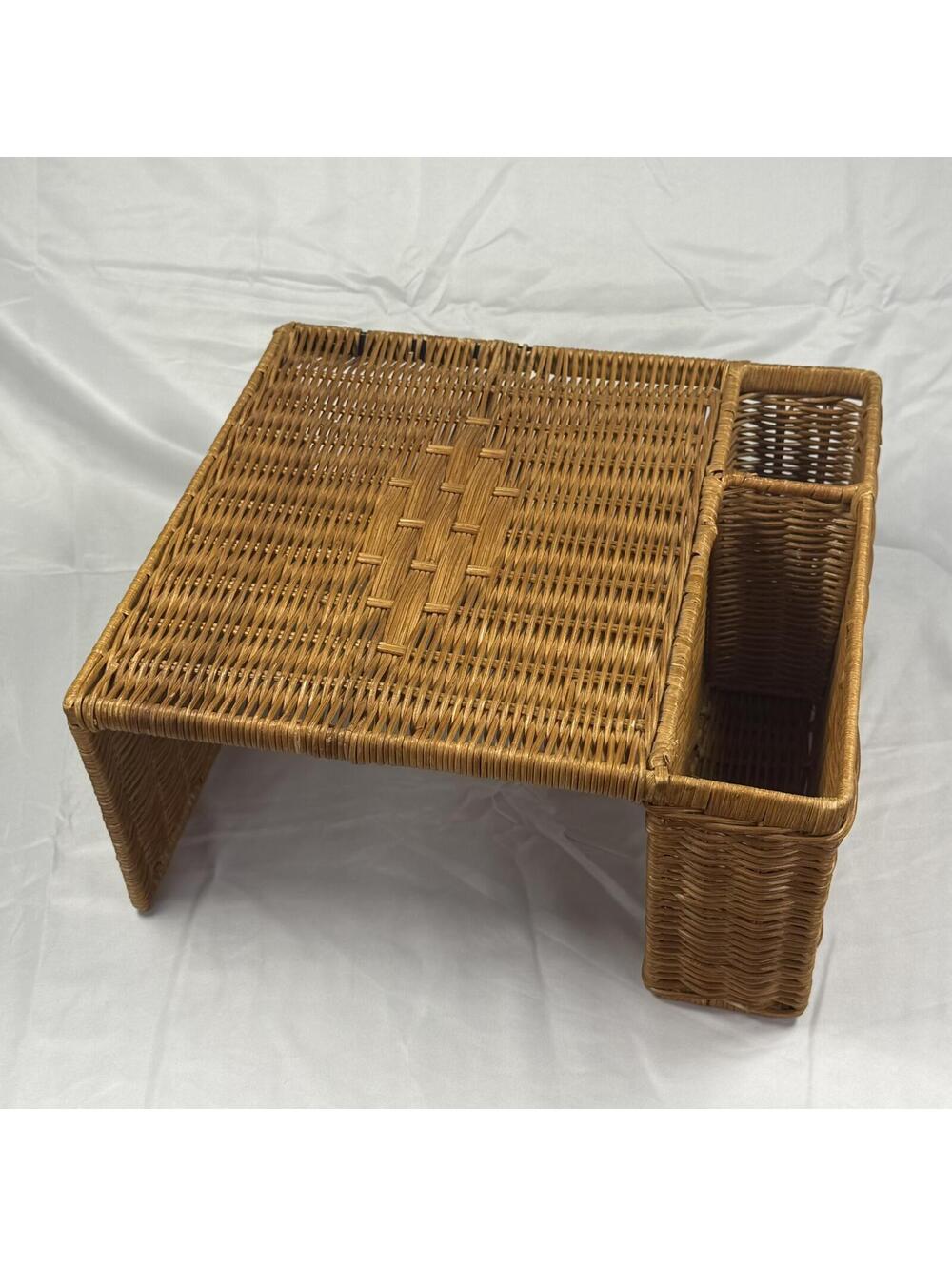 Vintage Lillian Vernon Wicker Rattan Telephone Stand Side Organizer Boho